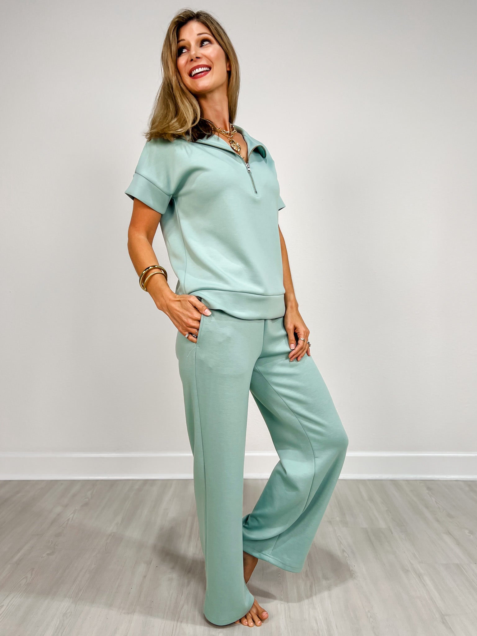 Scuba High Neck Half Zip Top & Pants Set - GRP B