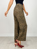 Animal Print Trouser Pants with Button Closure