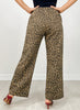 Animal Print Trouser Pants with Button Closure