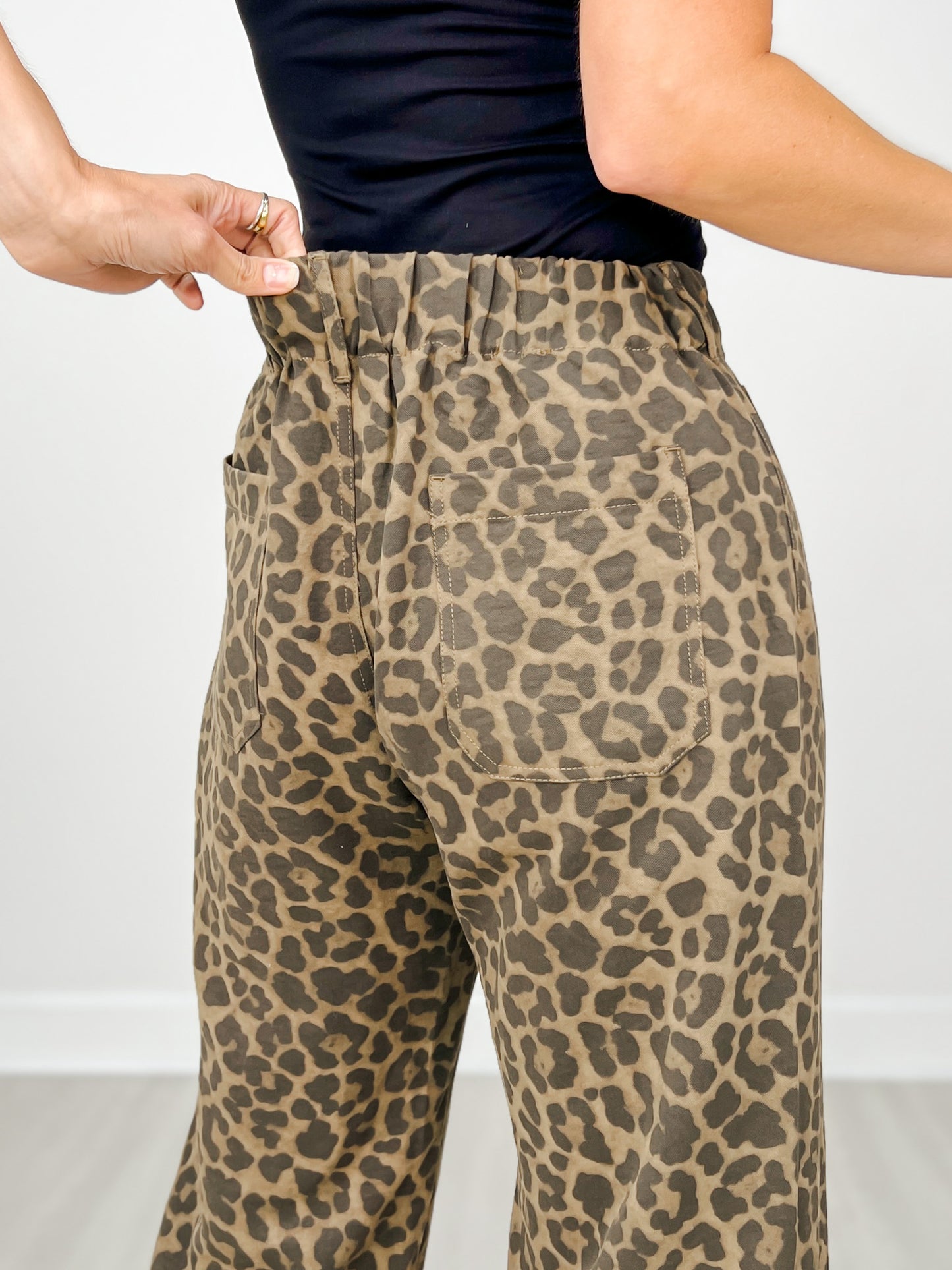 Animal Print Trouser Pants with Button Closure