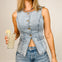 Slim Fit Button Front Denim Vest Top