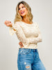 Lace Boat Neck Bell Cuff Sleeved Top