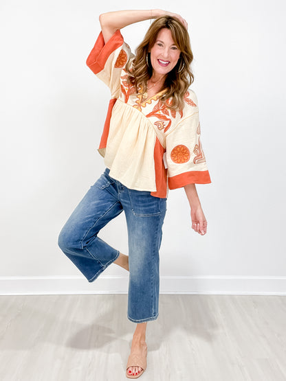 Judy Blue KICKIN IT High Rise Utility Pocket Crop Wide Leg Jeans