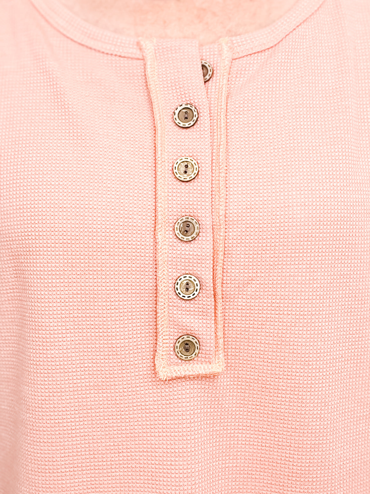 Cozy Stitched Button Detail Round Neck Top