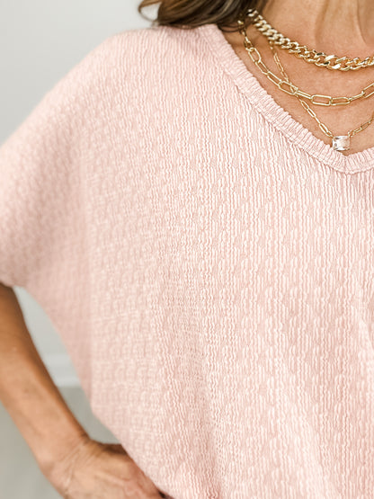 Textured Back Keyhole Knit Dolman Top