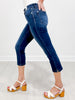 Judy Blue DEJA VU Mid-Rise Dark Wash Skinny Capri with Side Slit