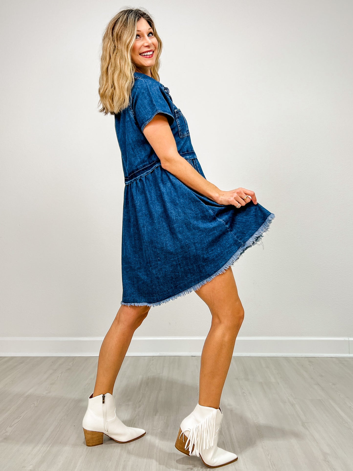 Denim Button Down Shirt Mini Dress