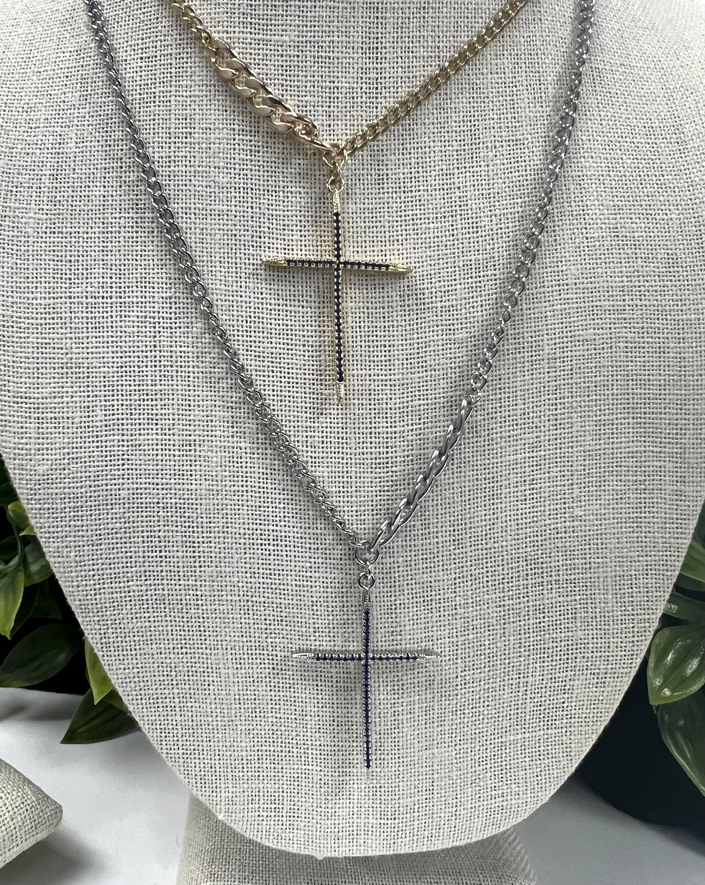 Sapphire Crystal Cross Necklace