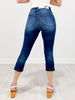 Judy Blue DEJA VU Mid-Rise Dark Wash Skinny Capri with Side Slit