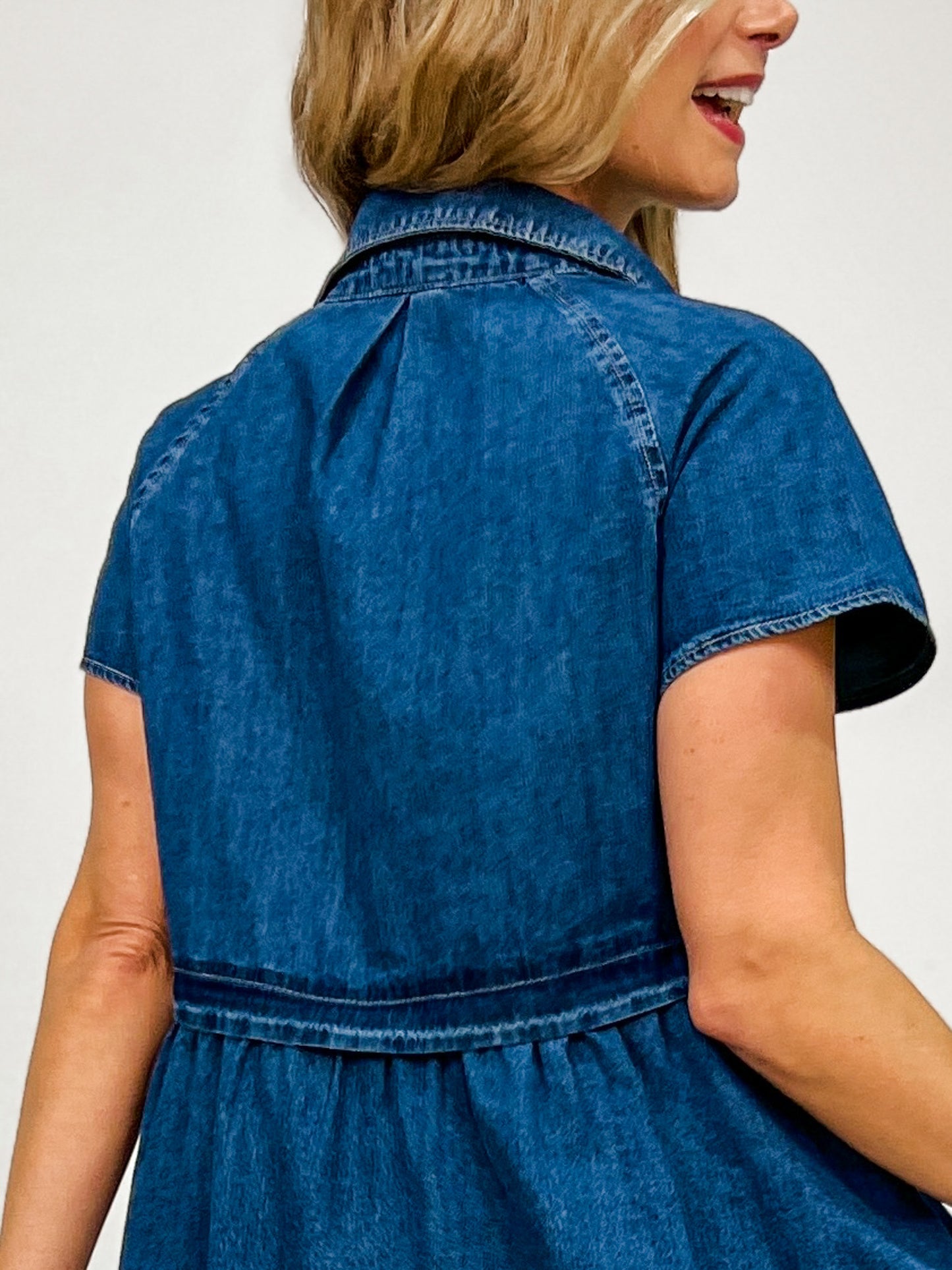 Denim Button Down Shirt Mini Dress