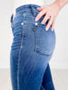 Judy Blue DEJA VU Mid-Rise Dark Wash Skinny Capri with Side Slit