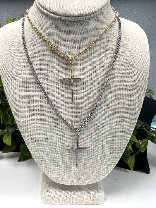 Turquoise Crystal Cross Necklace