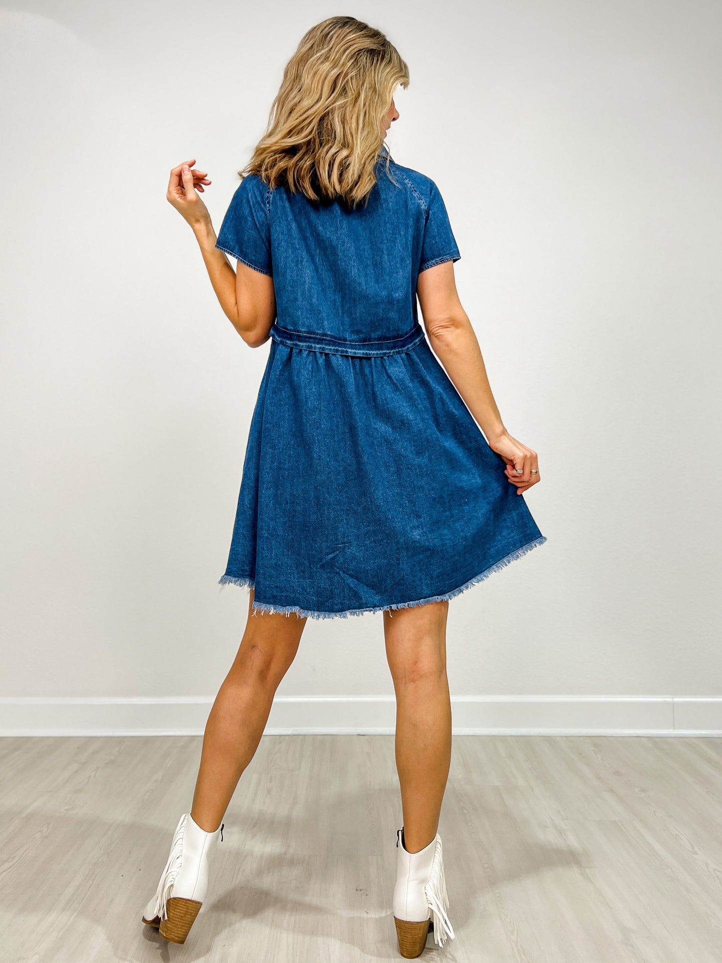 Denim Button Down Shirt Mini Dress