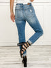 Judy Blue CRUEL SUMMER Hi-Rise Cuffed Boyfriend Distressed Denim Jeans