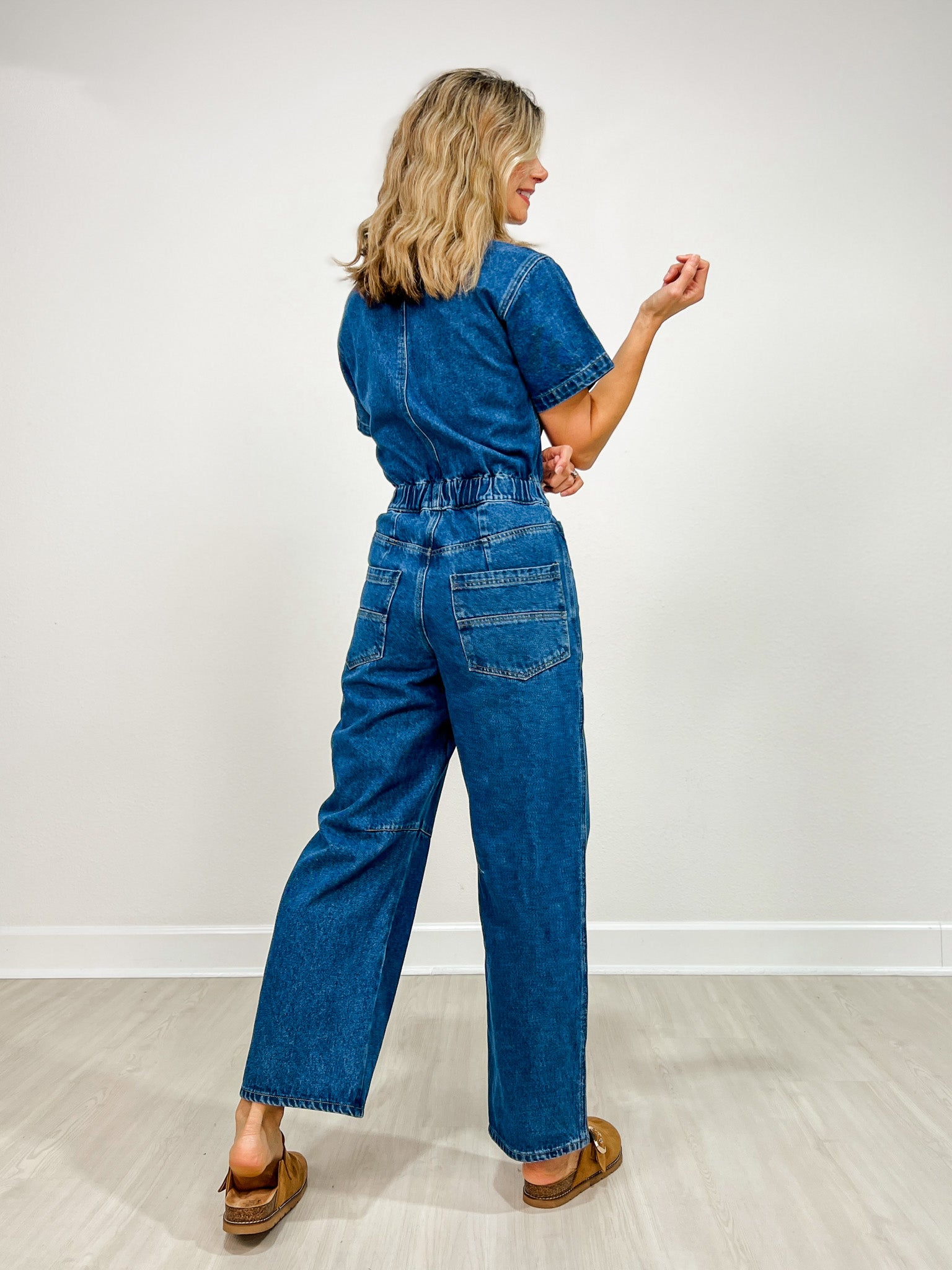 Denim Button Front Carpenter Jumpsuit