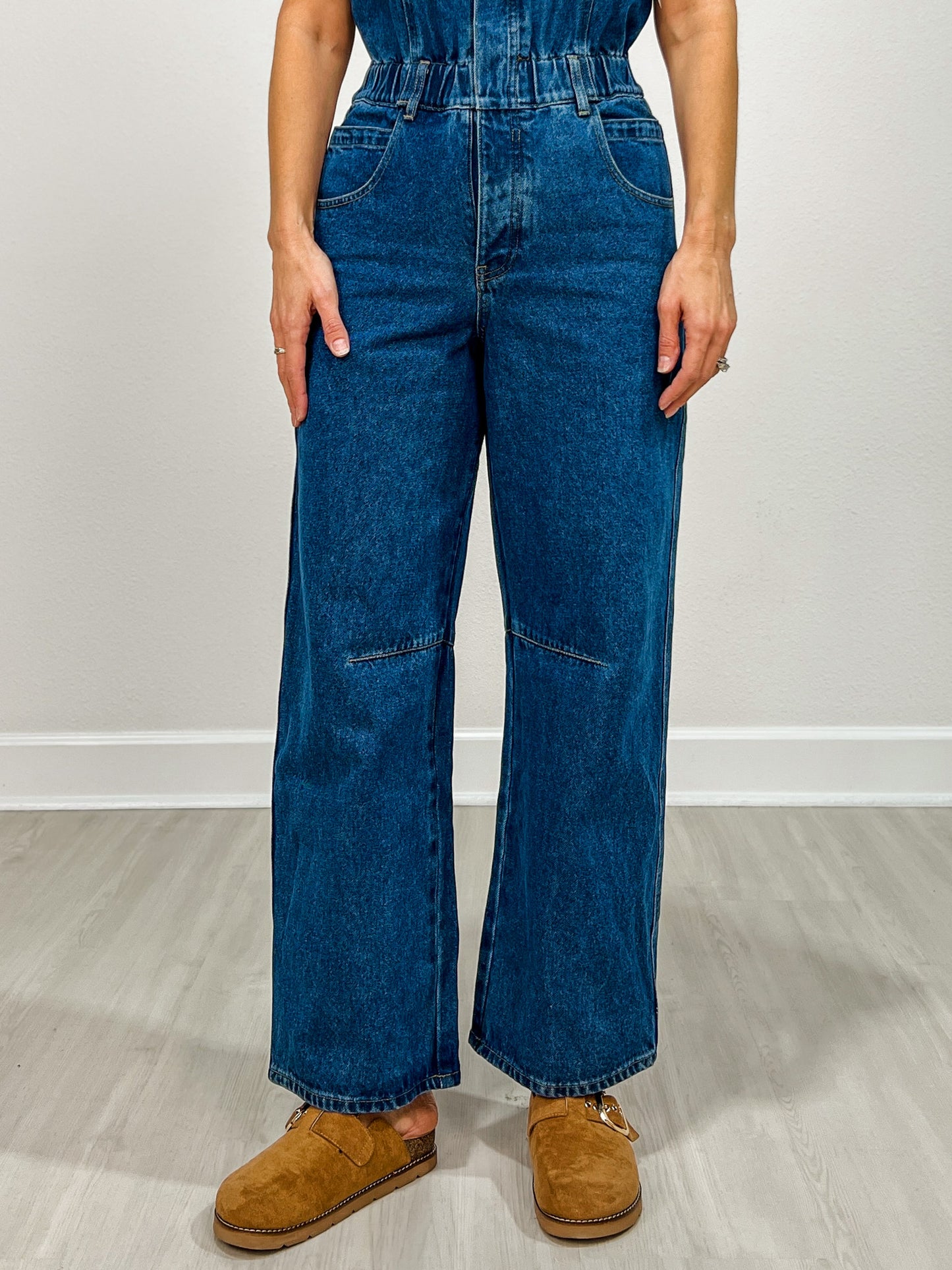 Denim Button Front Carpenter Jumpsuit