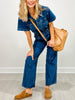 Denim Button Front Carpenter Jumpsuit
