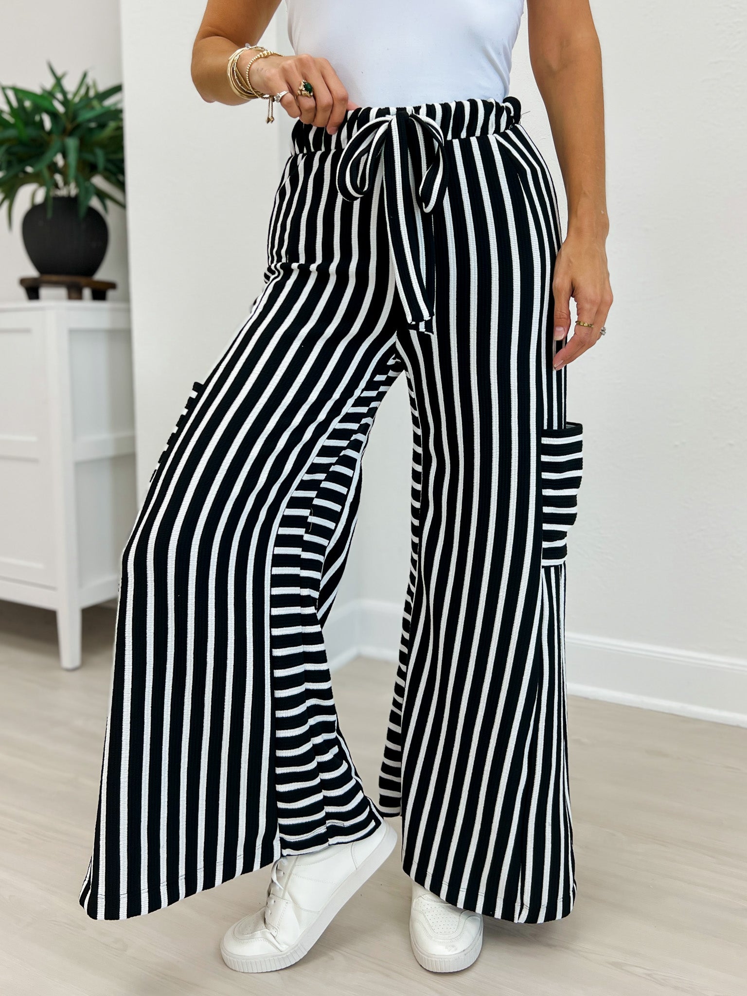 Stripe Wide Leg Pants