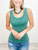 Ribbed Vintage Wash Scoop Neck Tank Top - GROUP A