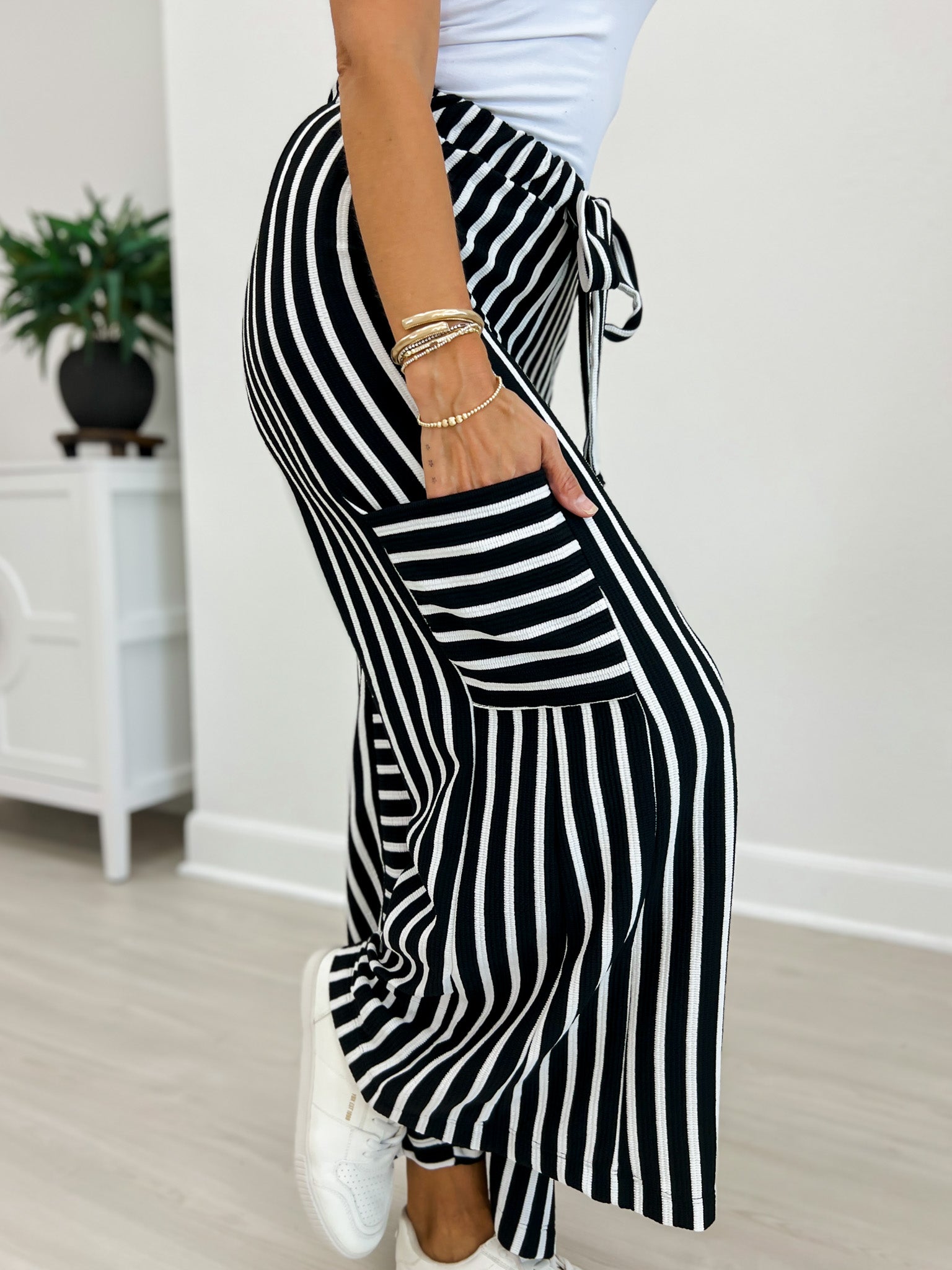 Stripe Wide Leg Pants