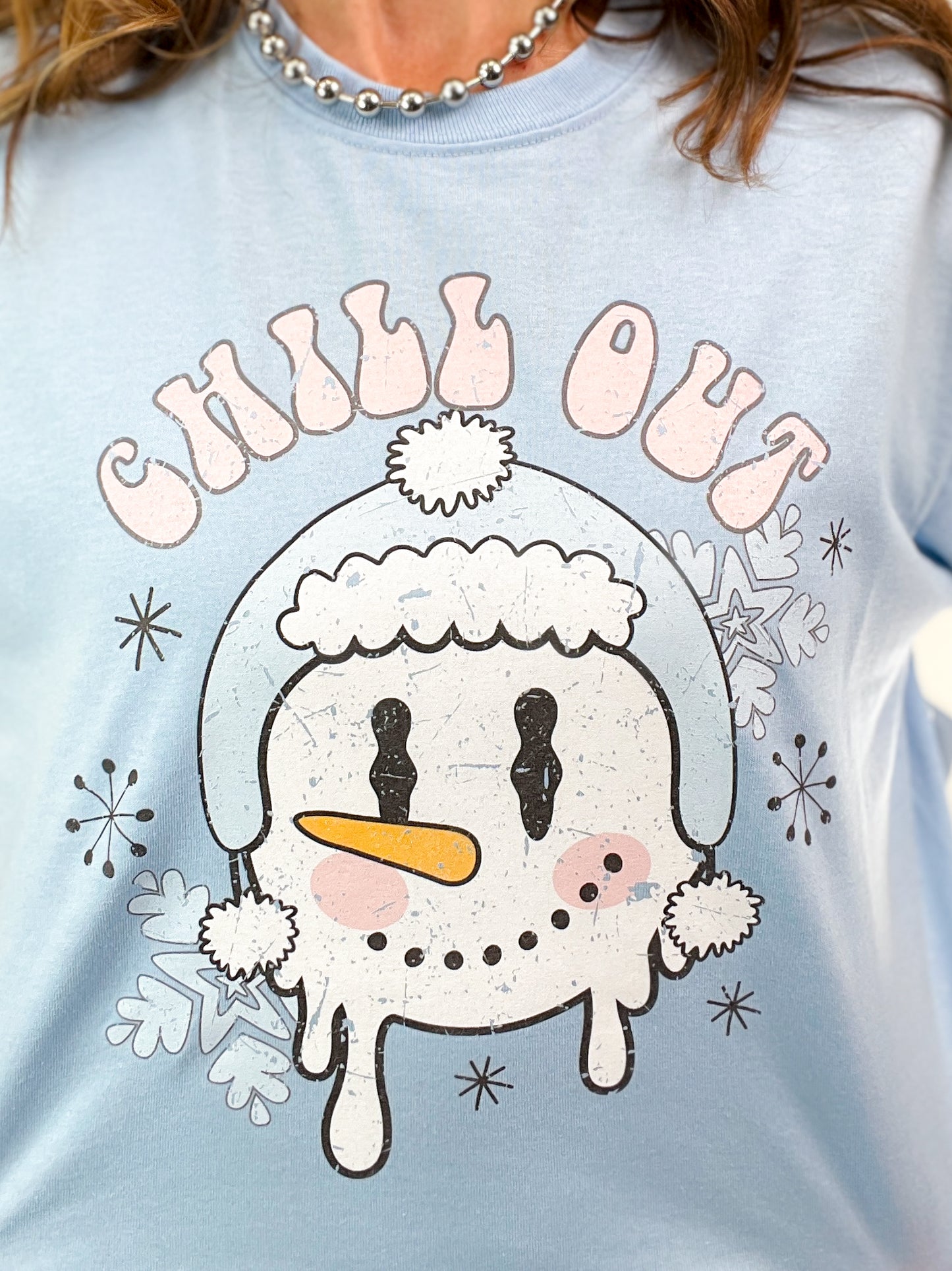 Chill Out Drippy Snowman Graphic Tee