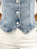 Risen V-Neck Denim Sleeveless Button Down Vest