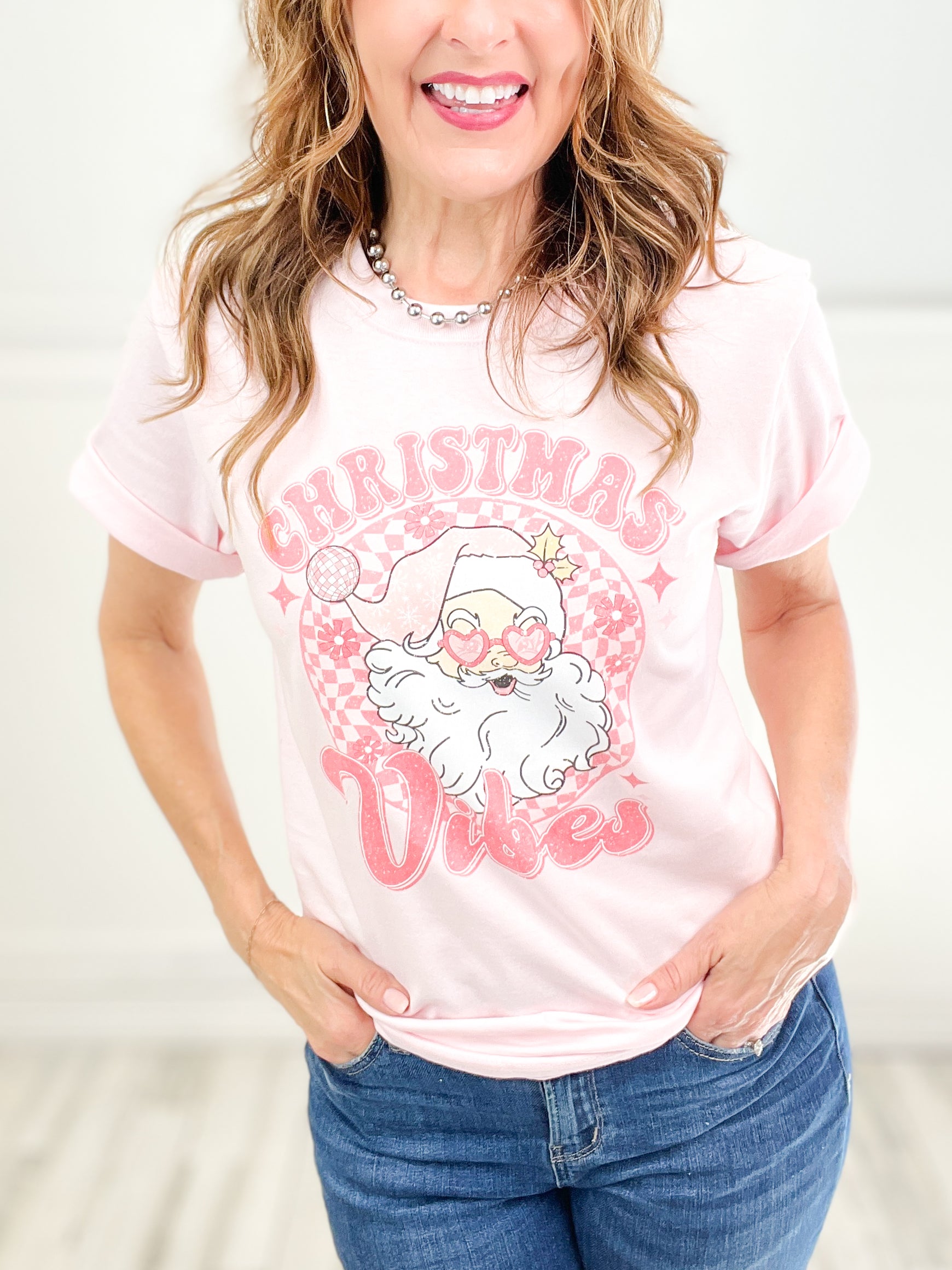 Christmas Vibes Disco Santa Graphic Tee