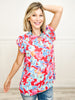 FLORAL PRINTED WOVEN RUFFLED TOP