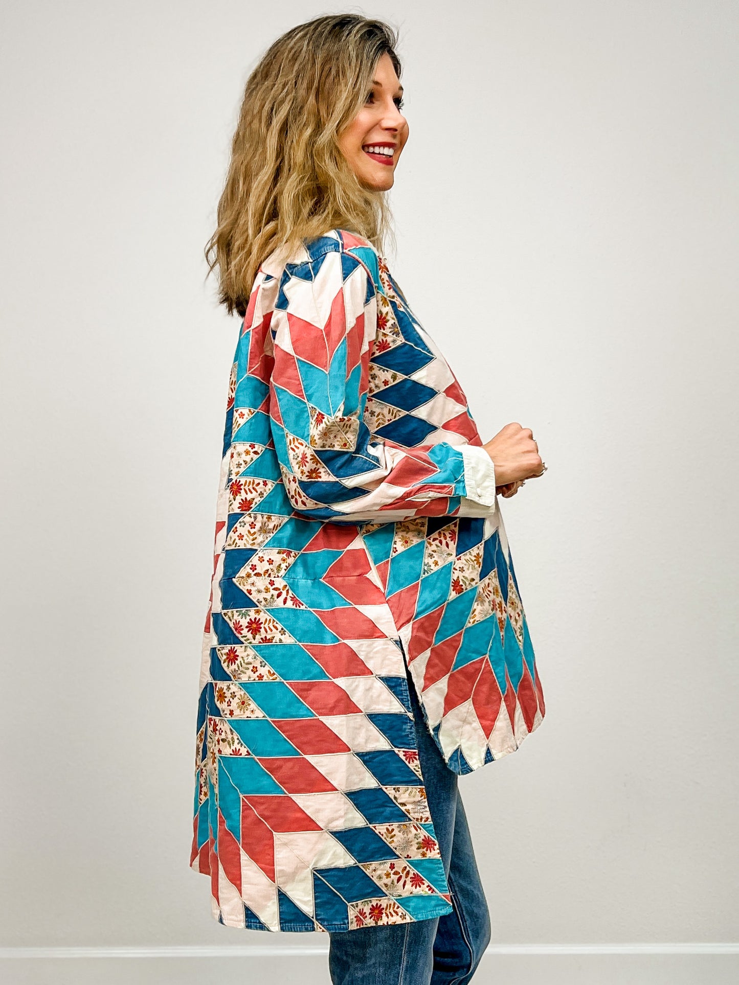 Quiltwork Vintage Inspired High-low Tunic Top