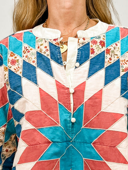Quiltwork Vintage Inspired High-low Tunic Top
