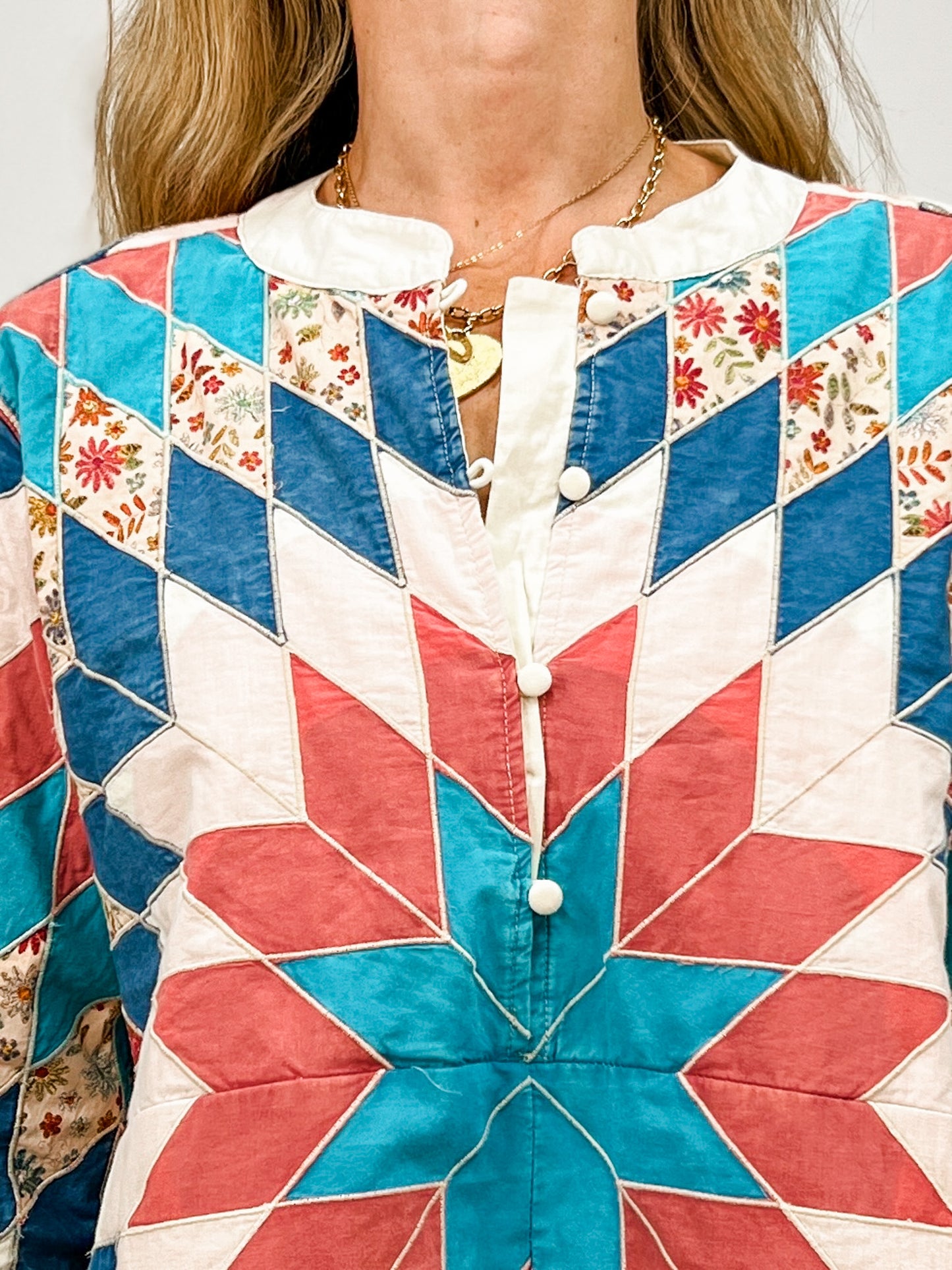 Quiltwork Vintage Inspired High-low Tunic Top