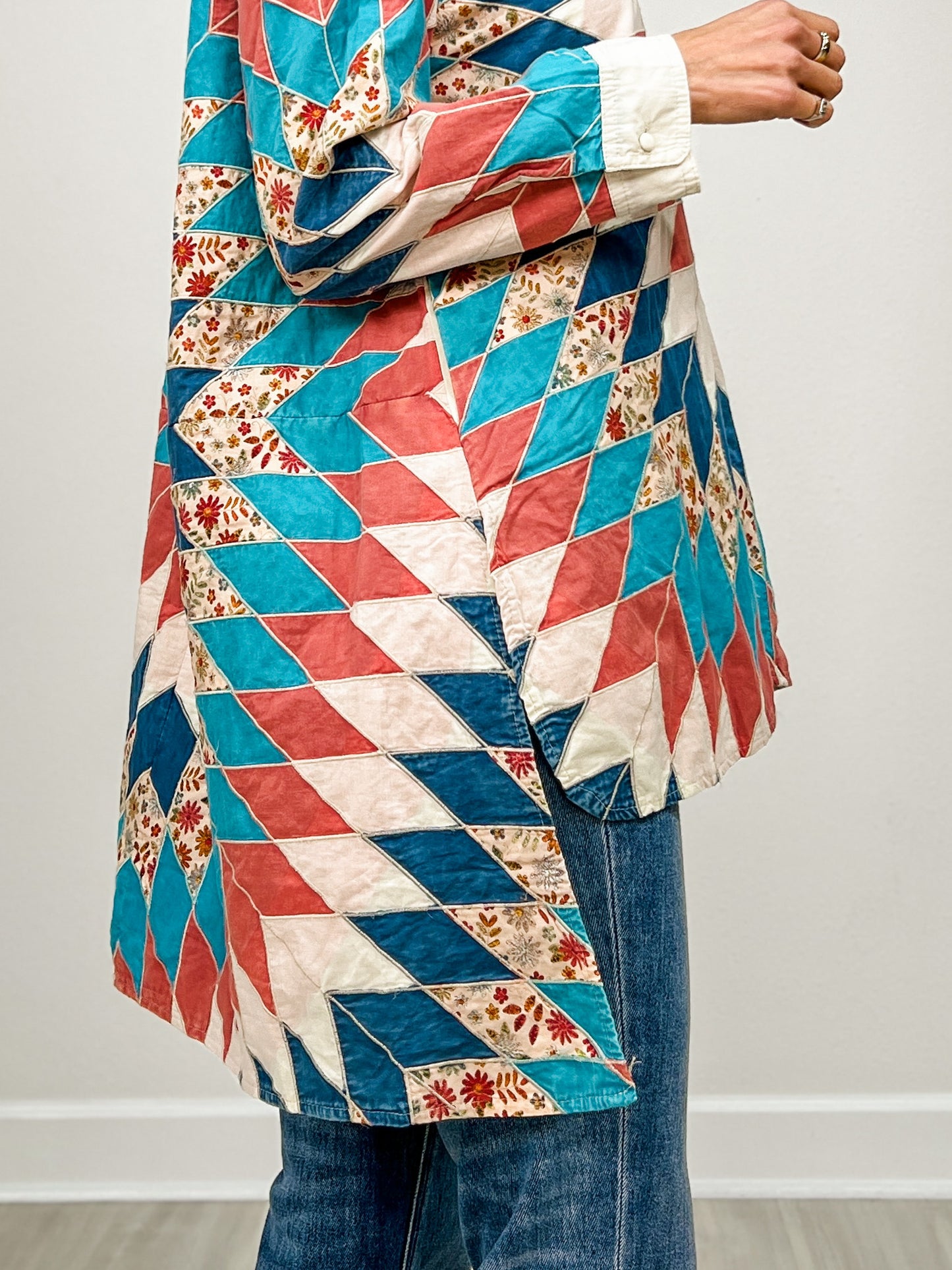 Quiltwork Vintage Inspired High-low Tunic Top