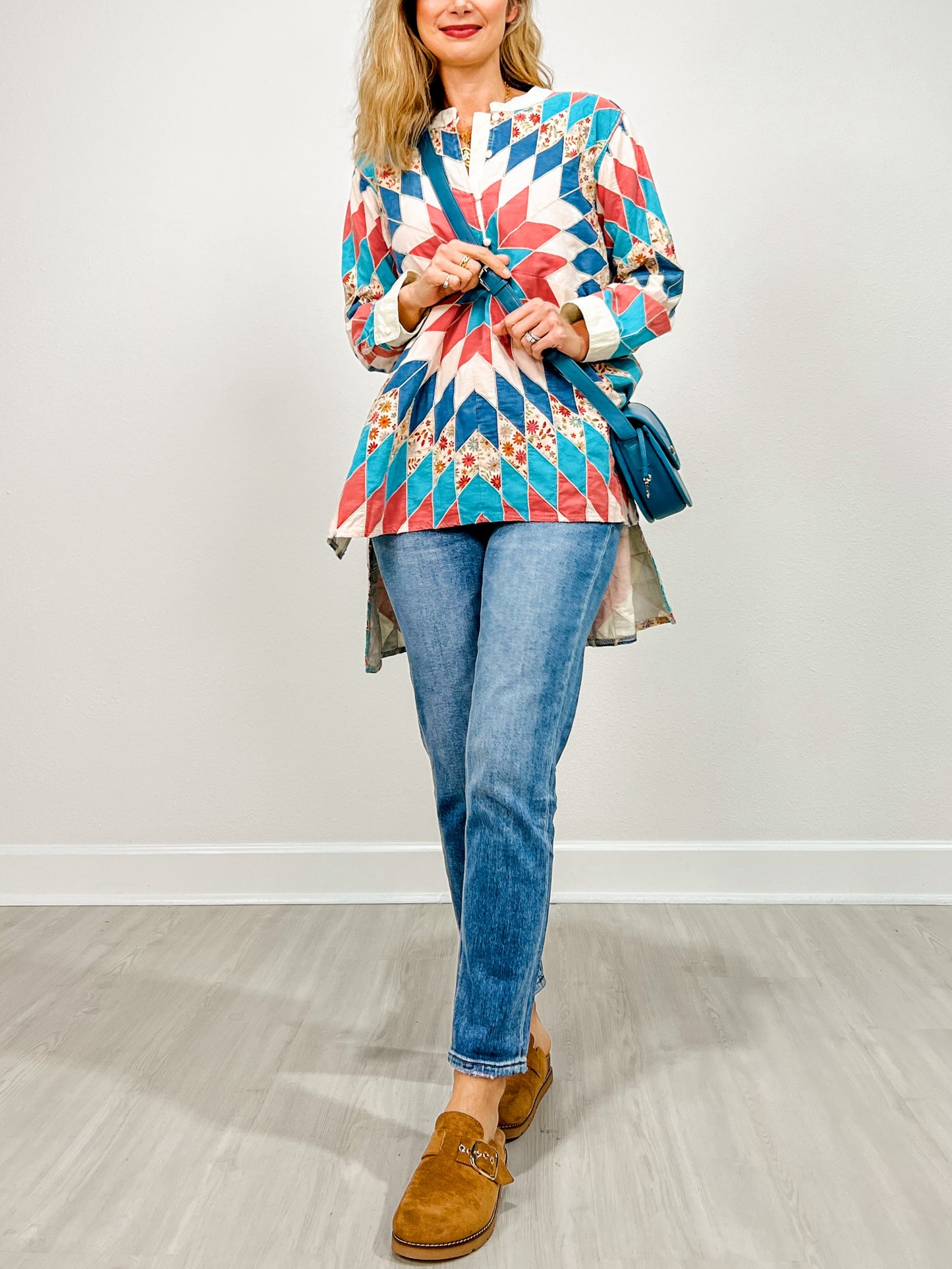 Quiltwork Vintage Inspired High-low Tunic Top