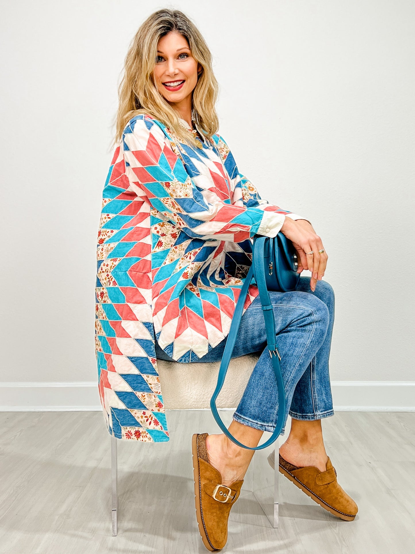 Quiltwork Vintage Inspired High-low Tunic Top