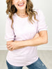 Puff Sleeve Textured Knit Top with Round Neckline