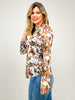 Western Cowboy Print Semi Sheer Mesh Top