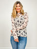 Cowboy Print Mock Neck Mesh Top