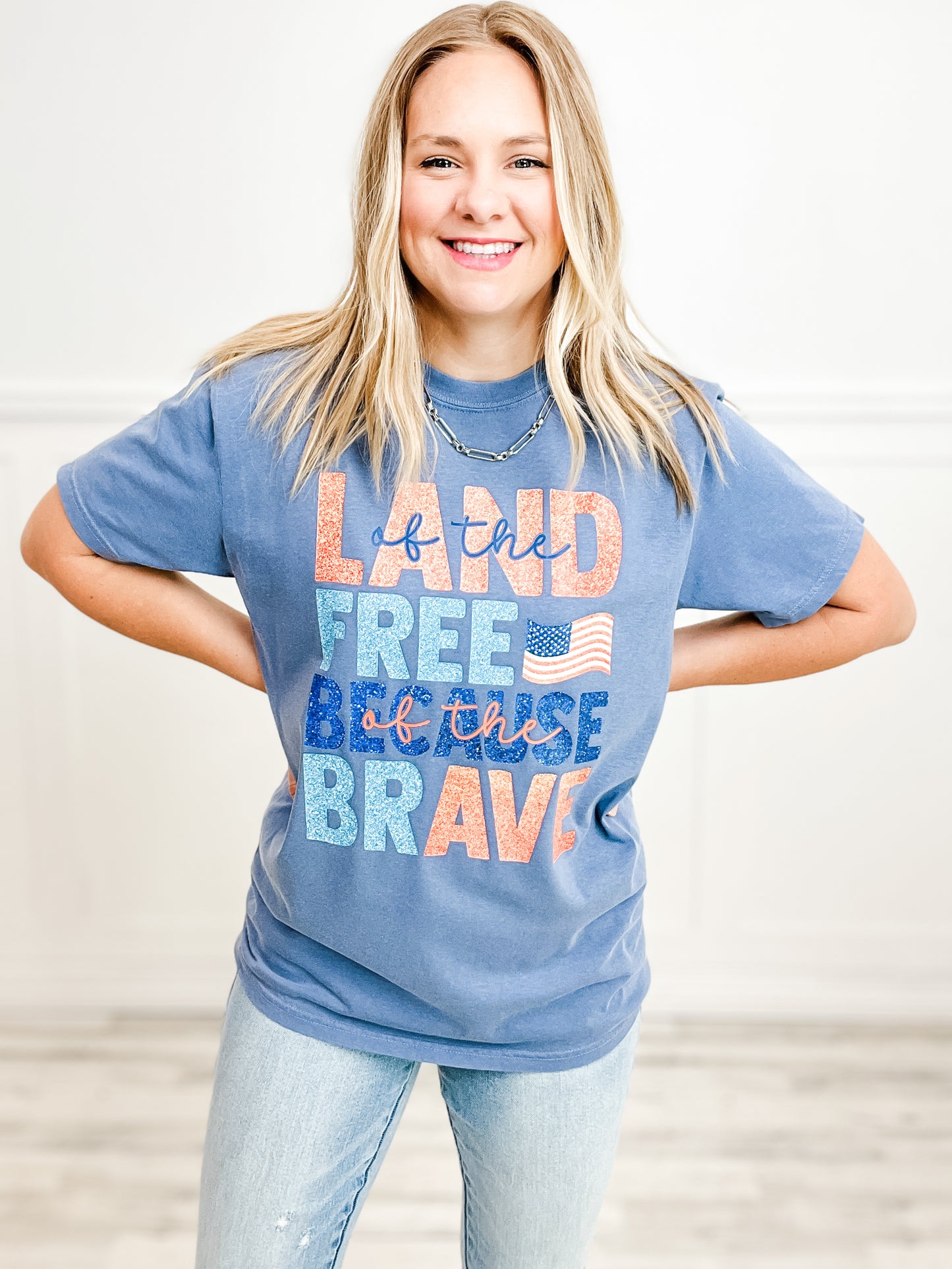 Land of The Free Because of The Brave Graphic Tee