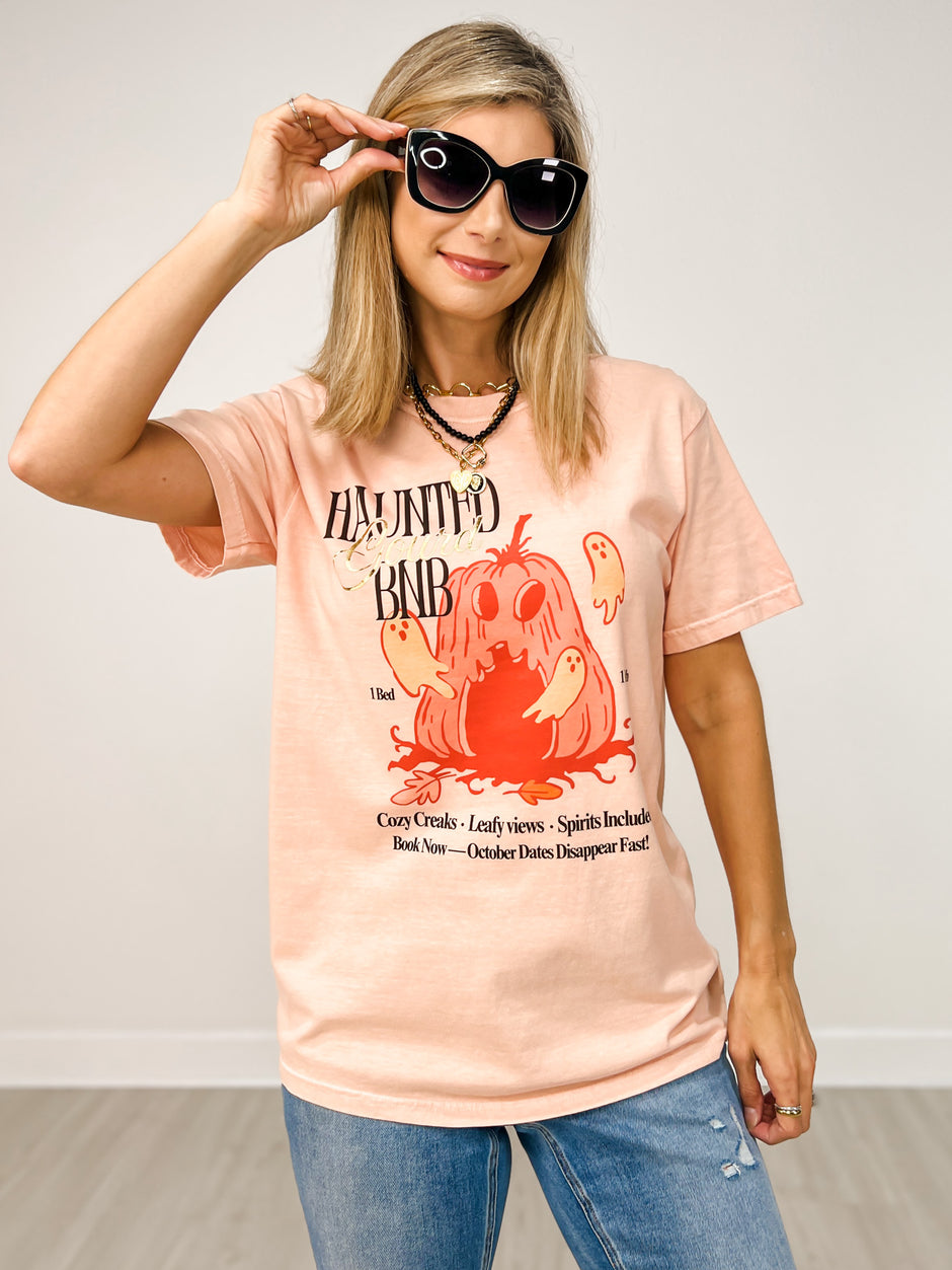 Haunted Gourd AirBNB Gold Foil Graphic Tee
