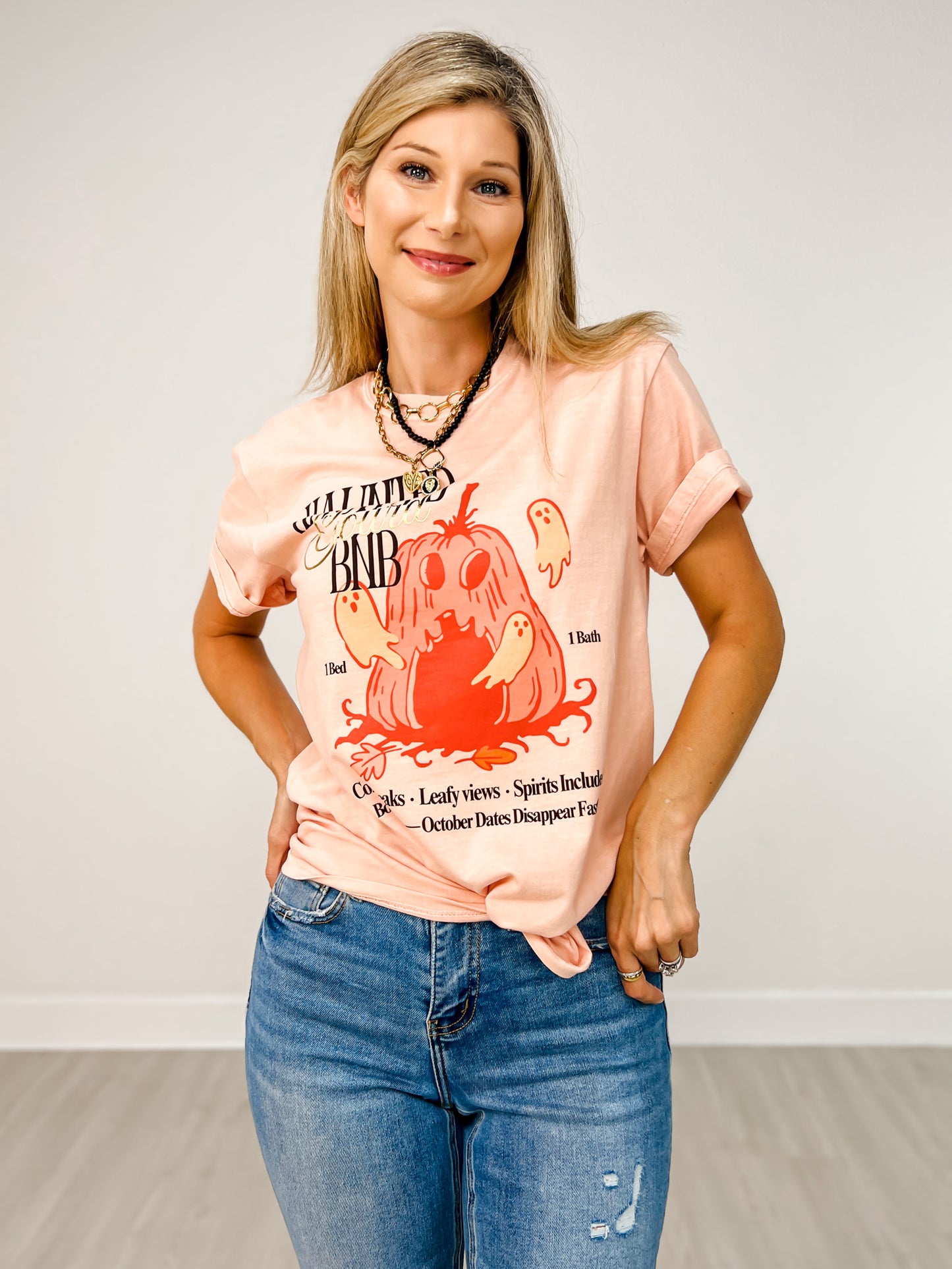 Haunted Gourd AirBNB Gold Foil Graphic Tee