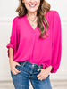 V-Neck Long Sleeve Top with Bubble Sleeves