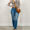 Cowboy Print Mock Neck Mesh Top