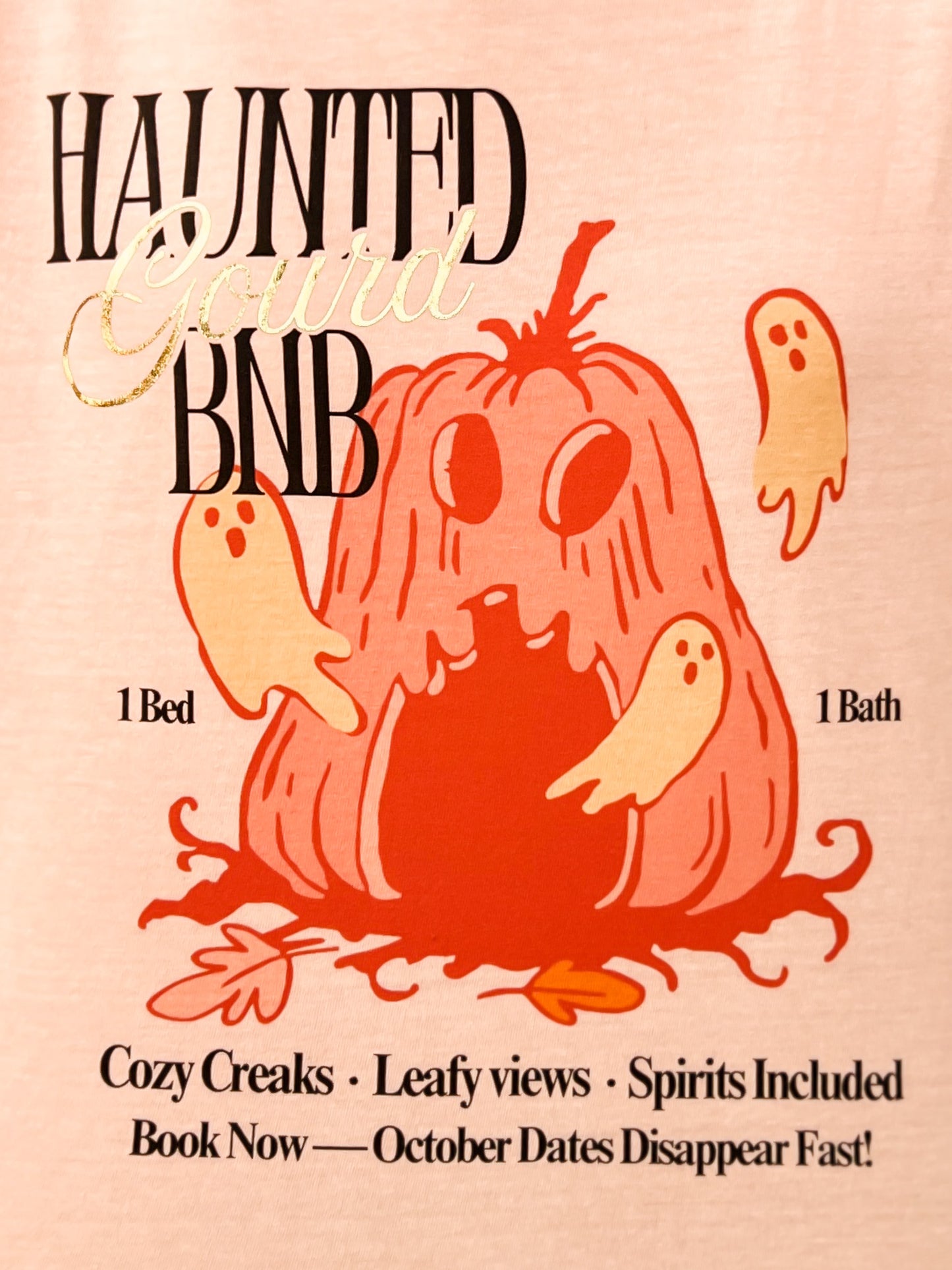 Haunted Gourd AirBNB Gold Foil Graphic Tee