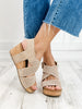 Corky's Guilty Wedge Sandal in Sand Faux Suede