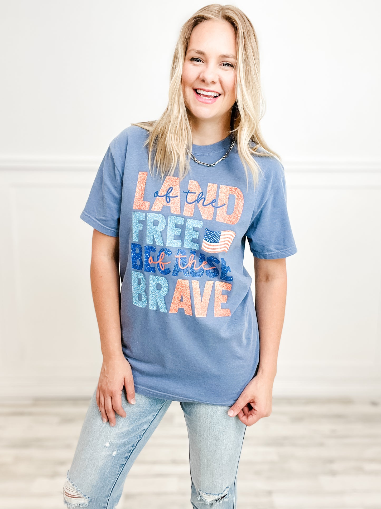 Land of The Free Because of The Brave Graphic Tee