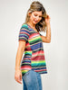 Serape Print Open Front Short Sleeve Top