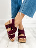 Corky's Guilty Wedge Sandal in Wine Faux Suede