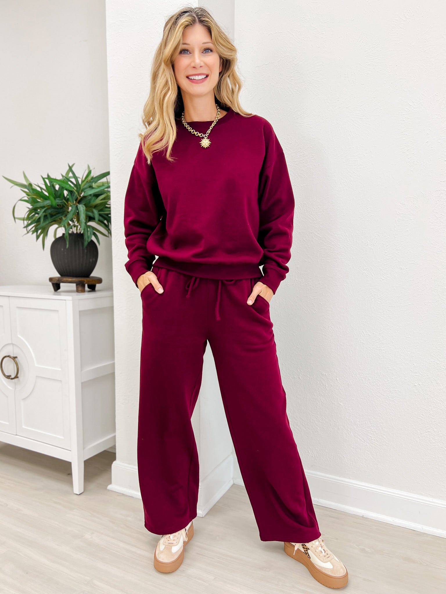 Fleece Long Sleeve Pullover & Sweatpants Set-A