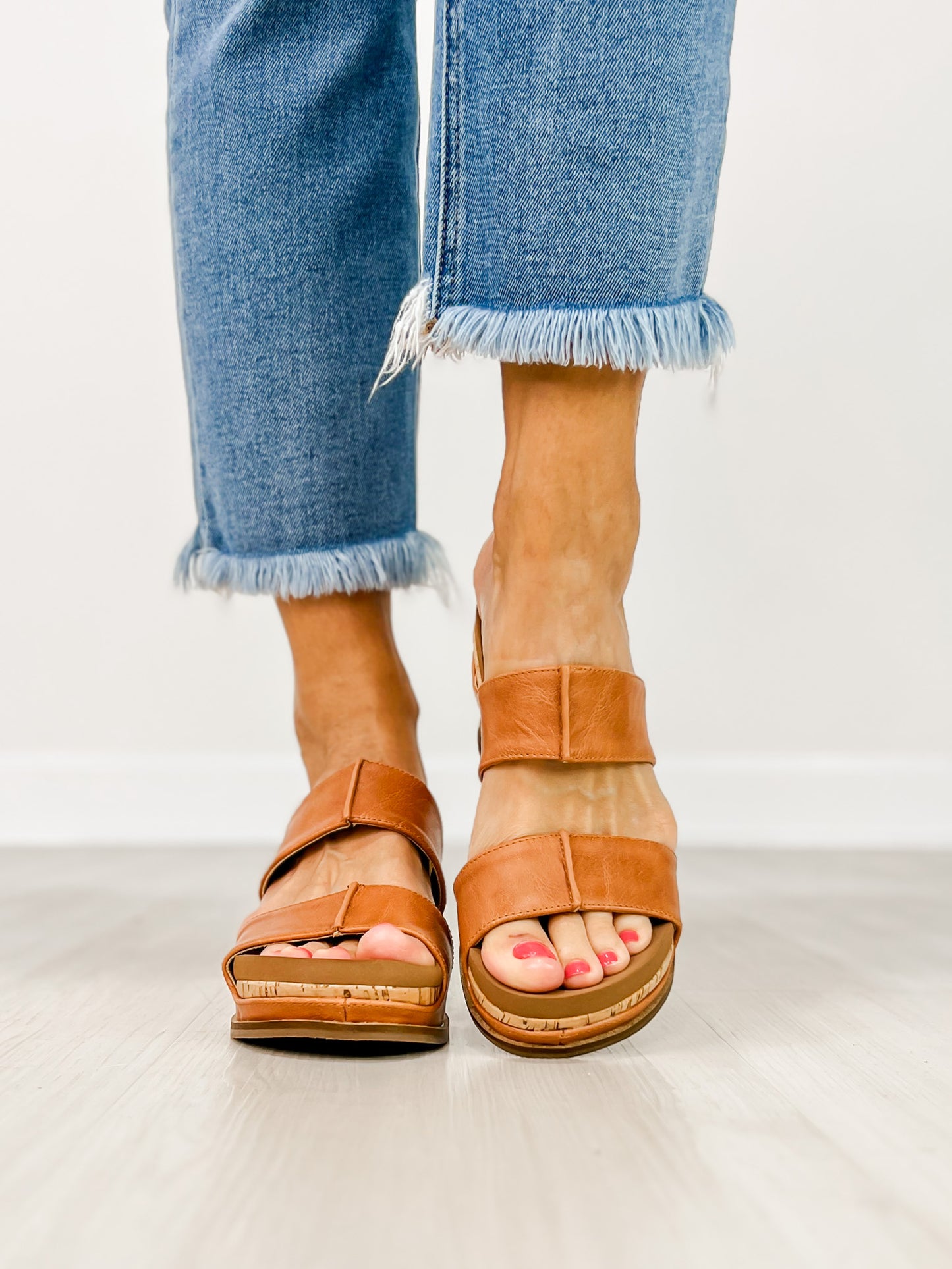 Corkys Table for Two Wedge Sandals in COGNAC
