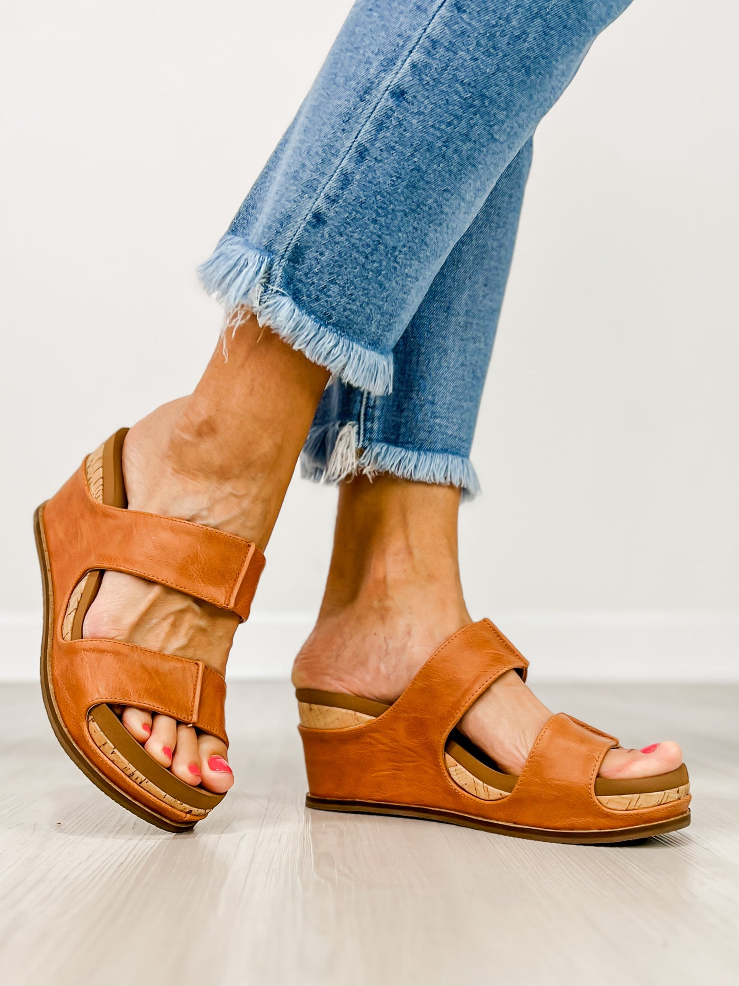 Corkys Table for Two Wedge Sandals in COGNAC